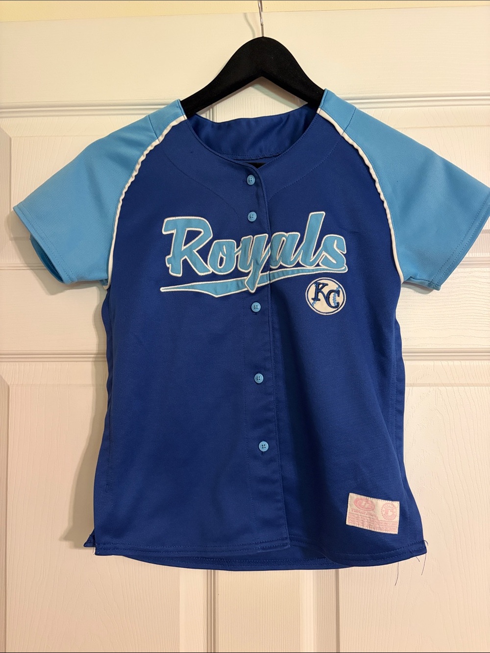 True Fan KC Royals MLB Baseball Jersey Blue Youth Large